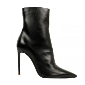 Ladies Handmade Pointed Toe Black Women High Heeled Genuine Leather Ankle Boots