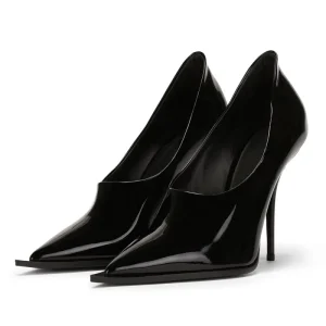 Ladies Heels for Women Stylish Black Pointed Toe High Vamp Pumps Plus Size