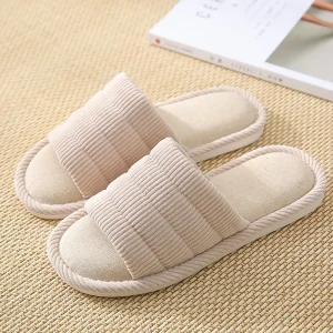 Ladies Indoor Open Toe Slippers Plush Soft Spa Shoes with TPR Outsole Comfortable Lightweight for Spring and Winter Seasons