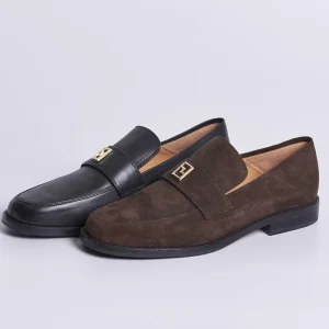Ladies Leather Suede Fashion Round Toe Slip On Office Loafers Flat Shoes