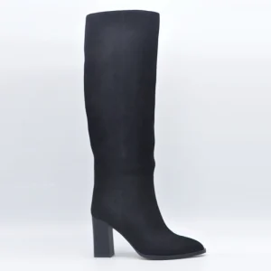Ladies Luxury Handmade High Quality Custom Winter Pointed Toe Knee High Heeled Real Sheet Suede Boots for Women
