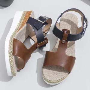 Ladies Peep Toe Flat Sandals with Thick Wedge Lightweight Summer Wedding Shoes Women’s Platform Design