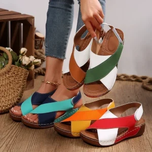 Ladies Platform Sandals Colorful Wedge Heel Sandals