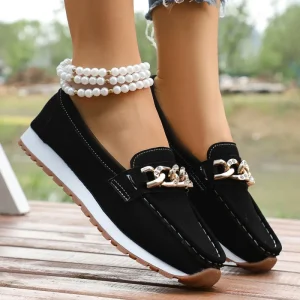 Ladies Round Toe Comfortable Soft Bottom Casual Shoes Trendy Retro Women Loafers Outdoor Convenient Ladies Walking Shoes