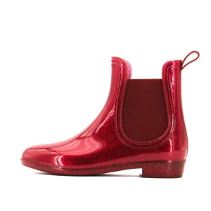 Ladies Waterproof Glitter Shining Ankle Rain Boots Women’s Mid Tube PVC Chelsea Rain Boots Polyester for Autumn Winter Summer