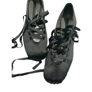 Ladies Women’s Shoes Black Satin Ankle Lace-up Leather Mary Jane Flat Shoes Outdoor Flat Ballet Shoes