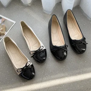 Lady Ballet Flats Closed Soft Casual Anti-Slip Women’s Bow Shoes Comfortable Summer Walking Breathable