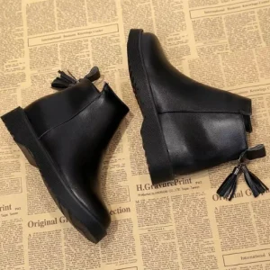 Lady’s New Design Classic Casual PU Ankle Boots Comfortable Flat with Zipper Fashionable Women’s Bootie