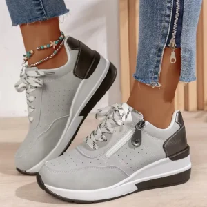 Large Casual Shoes For Women Breathable Solid Color Comfortable Slip On Round Toe Platform Soft Sole Simple Leisure Travel