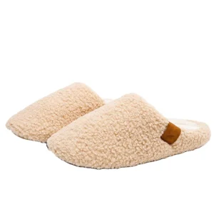 Large Size Anti-slip Eco-friendly Sheepskin Imitation Slippers with High Elastic Memory Foam for Winter Indoor Home Use
