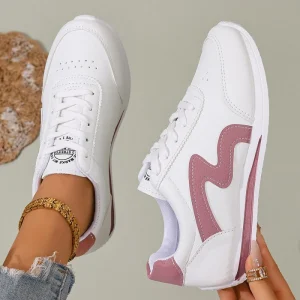Large Size Foreign Trade New Breathable Women’s Sports Running Shoes PU Net Rubber Outsole Lace Up Closure Lightweight