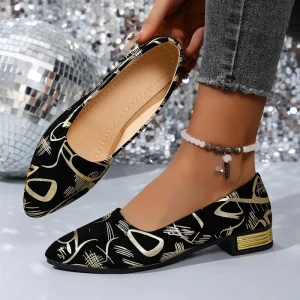 Large Size Pointed Toe Single Layer Loafers Women’s Low Heel PVC Outsole Slip On Trendy Elegant Lightweight Comfortable