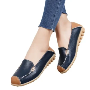Large Size Single Shoes Leather Shoes Flat Casual Comfortable Women’s Shoes