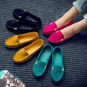 Large Size Synthetic PU Women’s Shoes Flat Single Casual Shoes Loafers Candy Color Slip on Flat Ladies Shoes Slippers Mules