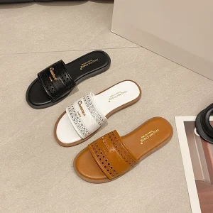 Large Size Synthetic PU Women’s Shoes Flat Single Casual Shoes Loafers Candy Color Slip on Flat Ladies Shoes Slippers Mules