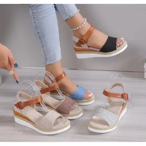 Large Size Trendy African Wedge Sandals Women’s Summer Slope Heel Fish Mouth Casual Platform Lady Roman Shoes