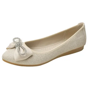Large Size Women Flat Shoes Pointed Toe Shiny Women’s Flats Spring Diamond Bow Party Wedding Bridesmaid Shoes