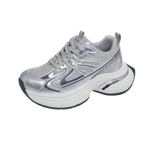 Large Size Women’s Brand Sneakers Black Walking Style Shoes with Thick Design