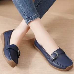Large Size Women’s Shoes Soft Sole Slip-on Buckle Decoration Comfortable Casual All Seasons Loafers All-match