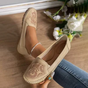 Laser Rhinestone PU Leather Loafers for Women Lightweight Slip On Casual Shoes Comfortable Women’s Flat Shoes