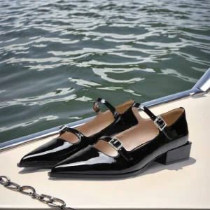 Latest Designer Women’s Casual Flat Pointed Lace-up Genuine Leather X-strap Shoes Formal Flats