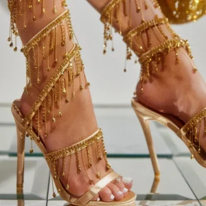 Latest Summer Women’s High Heeled Sandals European Chic Rhinestone Wrap Around Ankle Roman Large Size Shoes 35 42