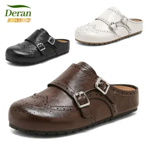 Leather Backless Mules Slip On Casual Shoes Outdoor Wear Comfortable Women’s Shoes