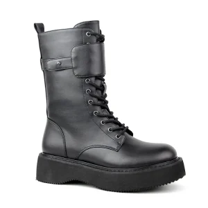 Leather Boots Women New Short Boots Women’s Middle Tube Thick Bottom Autumn British Style Motorcycle Chimney Boots Women