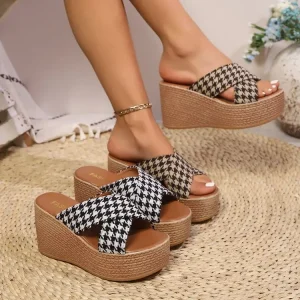 Leopard Print Women’s Sandals Comfortable Low Platform Genuine Leather Lining Sexy Fancy Slides Summer Winter