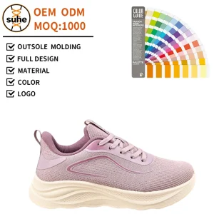 Light Pink Women’s Autumn Casual Sneakers Comfortable Breathable Mesh Upper Lace-Up Toe Shock-absorbing EVA Midsole Durable