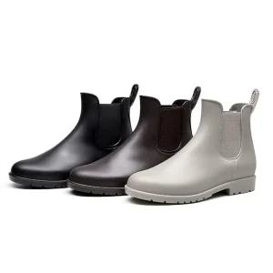 Light Weight PVC Women’s Chelsea Boots Short Ankle Rain Shoes with Anti slip Waterproof Daily Wear for Summer Winter