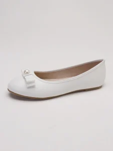 Lightweight Bow Accent Round Toe Ballet Flats for Autumn Soft TPR Outsole Breathable Water Resistant Women’s Slip On Shoes