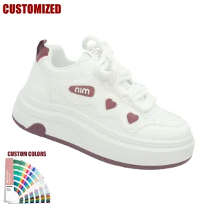 Lightweight Women’s Casual Sport Shoes Breathable Soft Leather Skateboard Shoes for Summer Spring Autumn with Mesh Upper Insole