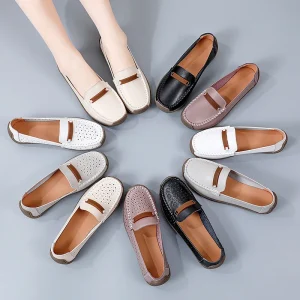 Lightweight Women’s Winter Casual Loafers Waterproof Breathable Anti Slip Slip On Leather Shoes