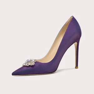 Lily Wei Spring New French Style Women’s High Heels Stiletto Purple Elegant Office Lady Dress Shoes