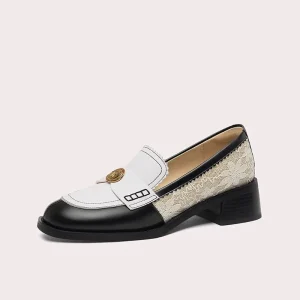 Lily Wei Women Breathable Slip On Loafers Shoes with Buckle Multi color Loafers with Lace up Design for Autumn