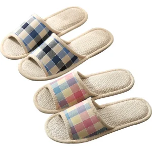 Linen PVC for Slippers for Men and Women Soft Anti Slippery Silent Slides Bedroom Floor Comfortable for Summer Winter