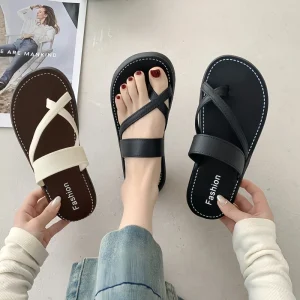 Little Fairy Korean Women’s Sandals for Slippers Casual Lightweight Platform Thick-Soled Outerwear Flat Shoes