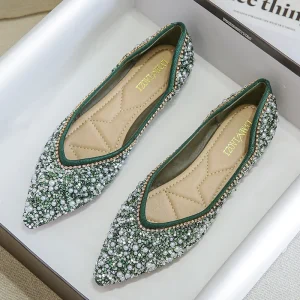 Loafer Sandalias Planas Luxury Rhinestone Women’s Slippers for Women Lady Outdoor Flat Sandals