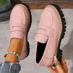 Loafers for Women Slip-On Chunky Sole Shoes for Daily and Casual Wear