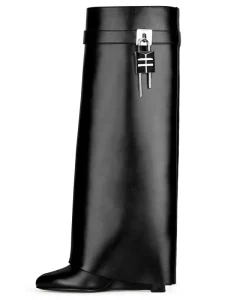 Long Western Wedge Women’s Boots with Lock Height Increasing All Season