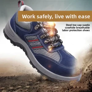 Low Cut Factory Safety Work Shoes Steel Toe Anti Puncture Anti Slip Insulated Suede Cowhide Shoes for Industrial Plants