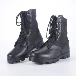 Low Cut Men Respirant Used Camouflaged 7 Inches Waterproof Trekking Hiking Tactical Leather Black Shoes Boots With Zipper