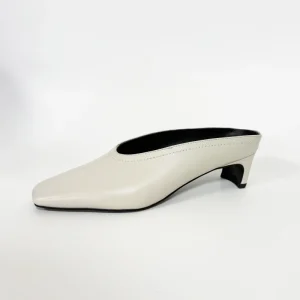 Low key Aesthetic Sexy Women’s Square High Heel Stiletto Genuine Leather Outdoor Mule Shoes Spring Summer Simple Lazy