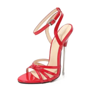 Luxury Designer European Style Super High Heel Patent Leather Strappy Buckle Sexy Heels for Socialites Intimate Moments Bed Plus
