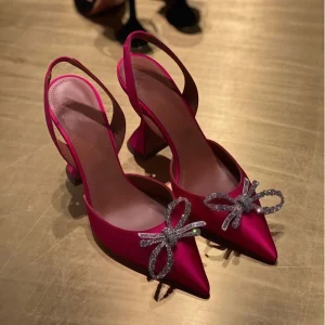 Luxury Designer Foreign Trade Satin Peep Toe Sandals Front Cover Open Heel Super High Heel Wine-Glass-Heel Design Bow Accent