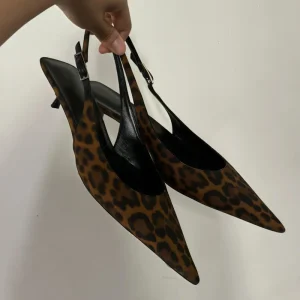 Luxury Designer French style Genuine Leather Stiletto Heel Backless Summer Pointed toe Leopard print Pumps Mule slippers