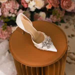 Luxury Designer High Heels Minimalist Summer Stiletto Sandals Rhinestones Cross Border Pointed Toe Large Size Hollow Out