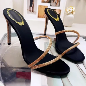 Luxury Designer Satin Rhinestone Slip on Womens Summer Outdoor Wear Luxe Vibe New Trendy Viral Sandals Fairy like