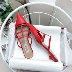 Luxury Designer Size Ankle Pointed Toe Thick High Heel Slingback Sandals Patent Leather Elegant Pump Shoes V Brand Square Buckle